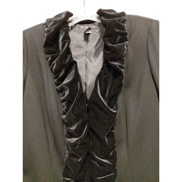 INC International Concepts Jacket Velvet Ruffle Trim Vampire Goth Black Med - Picture 2 of 11